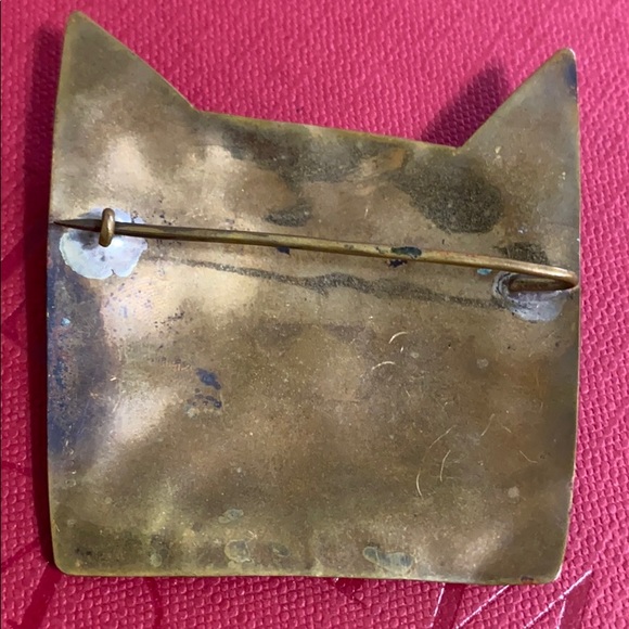 🖤SUSAN ROGGIO💕VTG brass cat brooch - Picture 7 of 12